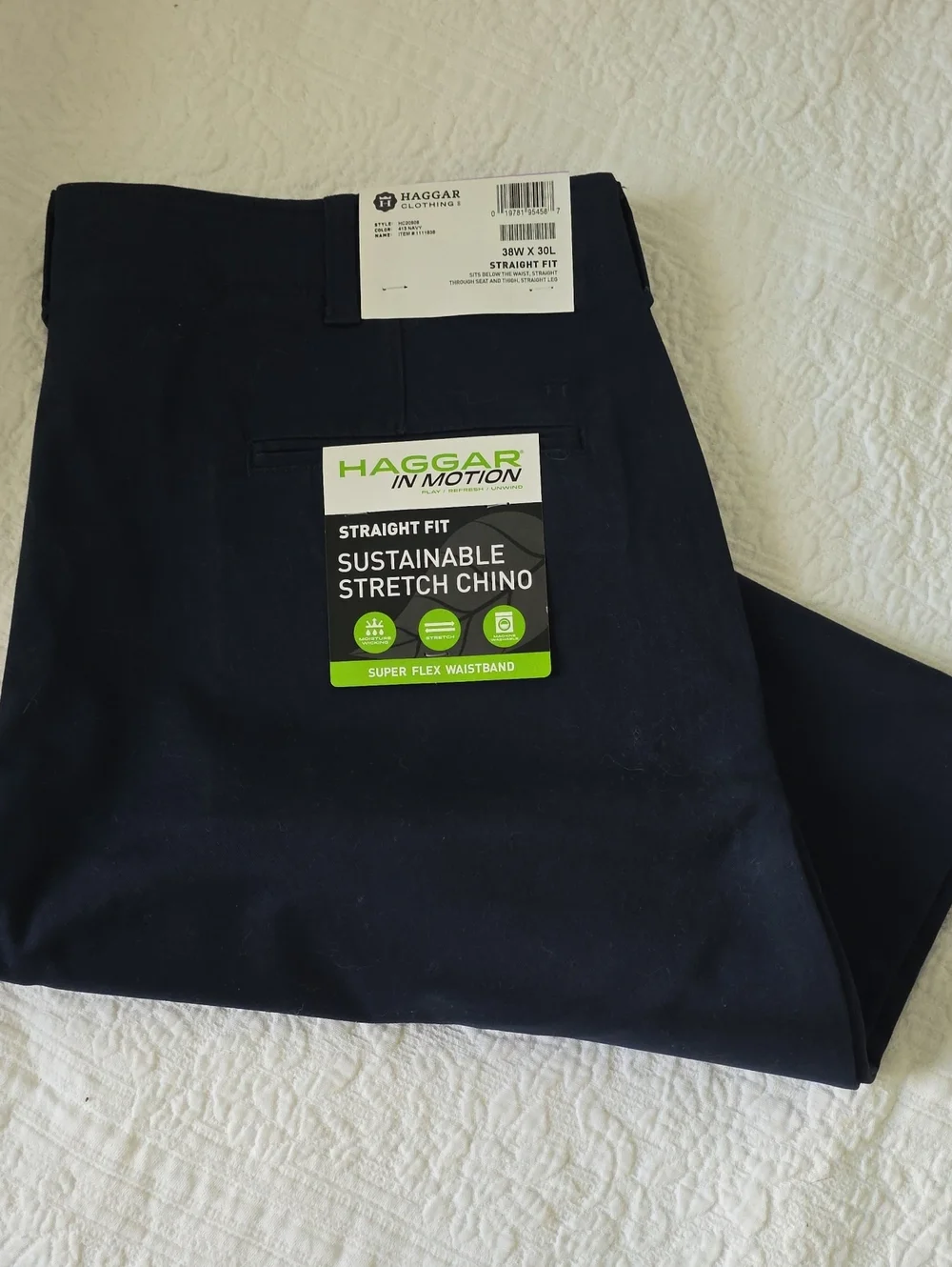 Haggar In Motion Straight Fit Stretch Chino - Navy Blue